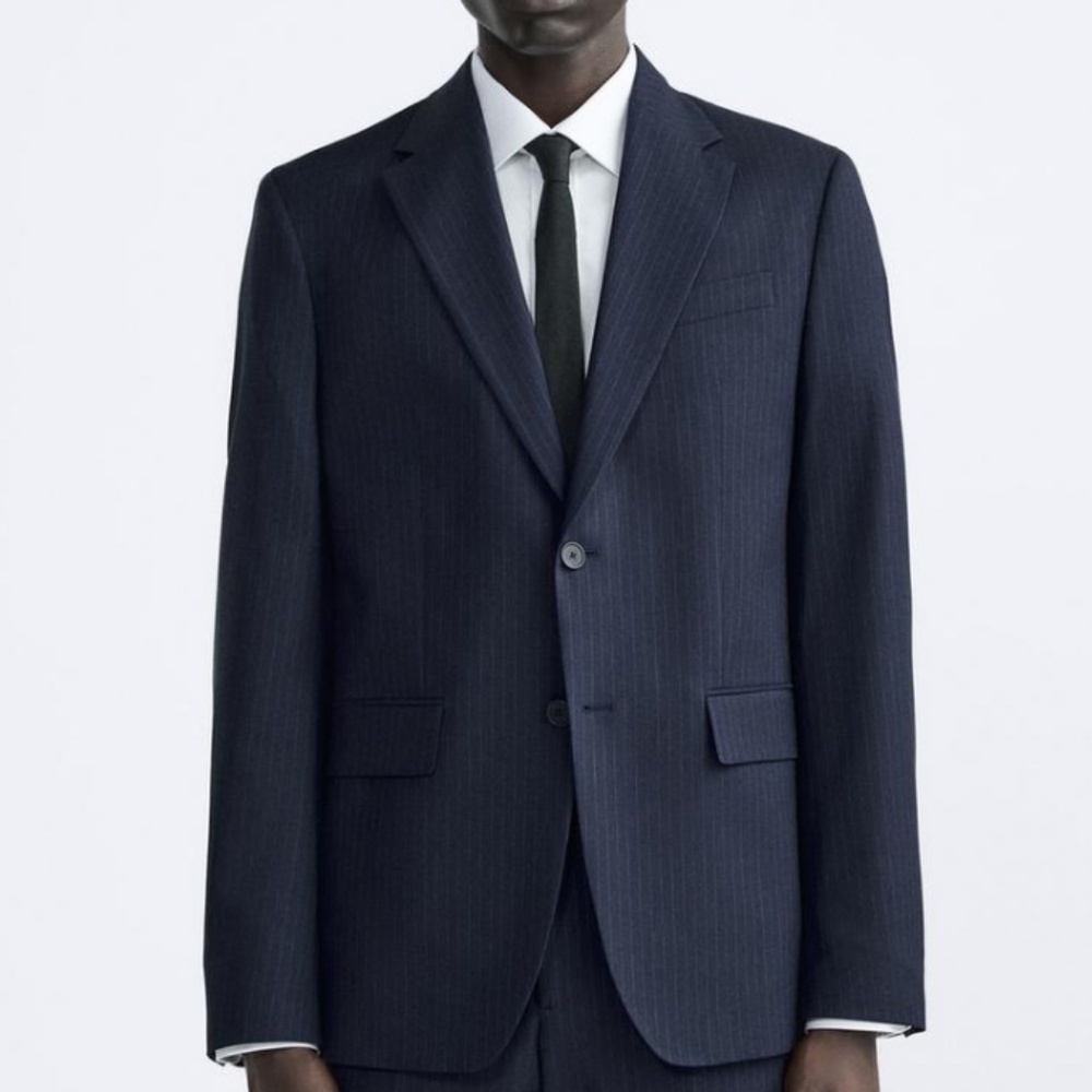 Cerruti 1881 Men’s Blazer Pinstripe Dark Navy Blue 2 buttons 100% wool Sz 50